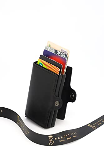 "Premium RFID Blocking Bifold Wallet in Coffee Black - Large Capacity Genuine Leather for Men and Women, Securely Holds Credit Cards and More!"2