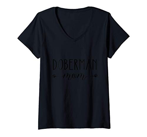 Damen Dog Lover Doberman Pinscher Mom T-Shirt mit V-Ausschnitt