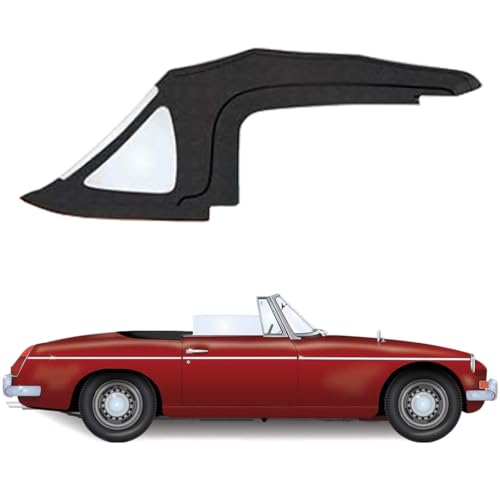 AutoBerry MGB Convertible Top with Zipper 3 Plastic Windows 1971-1980 Black Crush Grain Vinyl