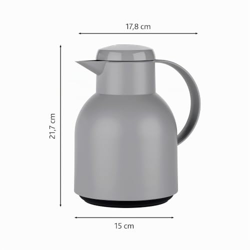 Emsa Samba Isolierkanne, 1 Liter Fassungsvermögen, Quick Press Verschluss, 100% dicht, 12h heiß und 24h kalt, mit Glaskolben… – Ansicht 6