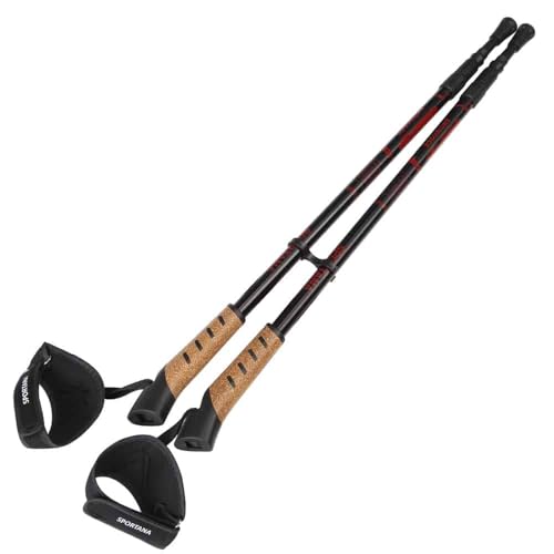 Foto von SPORTANA® Wanderstöcke Teleskop mit Aufsätze Gummipuffer Tasche Nordic Walking Stöcke Verstellbar 68-135cm Dämpfung Leicht Herren Damen Trekkingstöcke