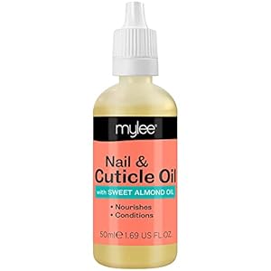 Mylee Mandel Nagelhautöl 50ml, Tiefenfeuchtigkeitsspendendes und pflegendes Nagelhautöl, leicht nach Mandel riechend, enthält Vitamin E & A zur Pflege geschädigter Nagelhaut