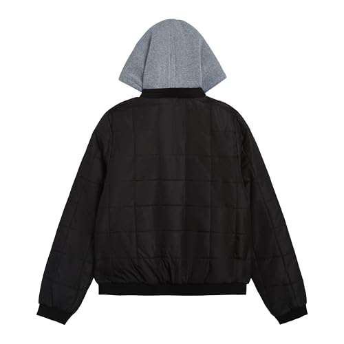 Image of LONDON FOG Boys' Midweight Quilted Bomber Jacket With Sweatshirt Hood