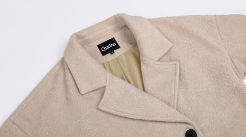 CHARTOU Übergroßer langer Wintermantel für Damen, warme Wollmischung, Erbsenmantel, aprikose, Medium