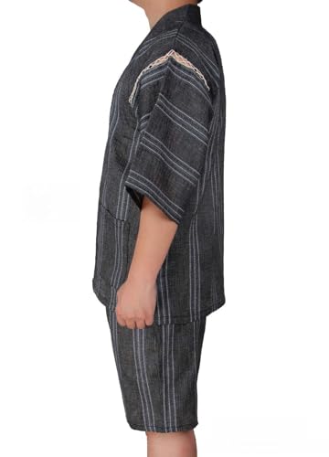 Fendawn Strive Classical Japanese Style Pajamas, Vintage Cotton Bathrobe Kimono Pajamas Men's Casual Clothes Thin Breathable, Style F83