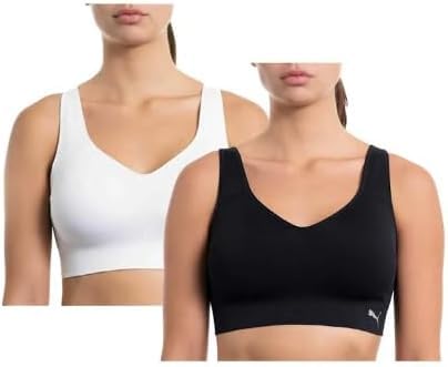 PUMA 2 Pack Seamless Sports Bra White/Black Size Small