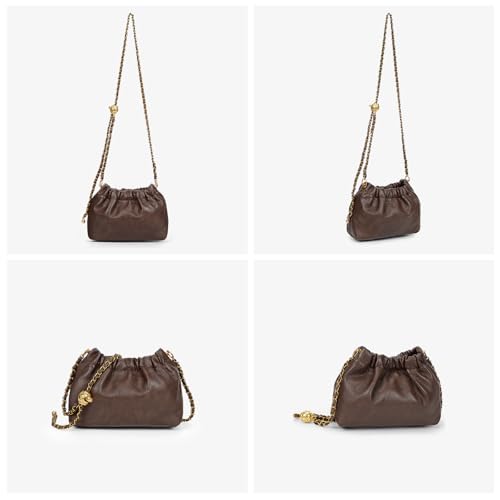 Chain Strap Genuine Leather Hobo Bag - Convertible Shoulder & Crossbody Purse3