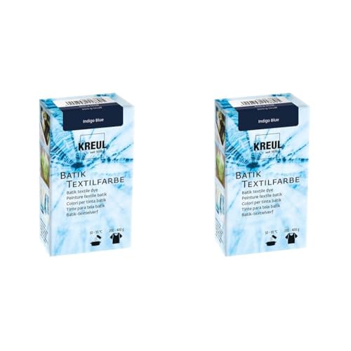 KREUL 98538 - Batik-Textilfarbe Indigo Blue, 70 g, Farbpulver zum Batiken und Färben von Textilien (Packung mit 2)
