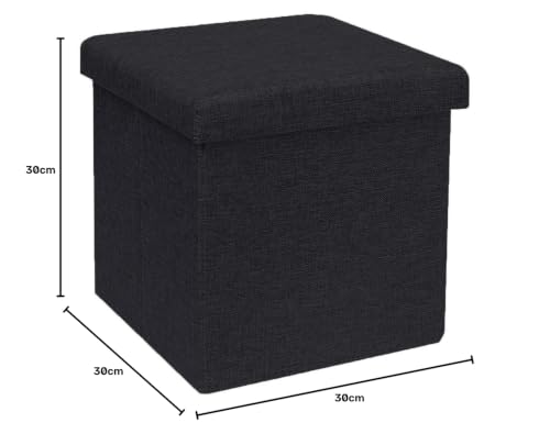 Image of ABTRIX WITH AB Fabric Folding Organizer Storage Ottoman Bench Footrest Stool Coffee Table Cube,Camping Fishing Toys Chest Stool,Quick&Easy Assembly,22L Capacity,Padded (30X30X30 Cm,Black)