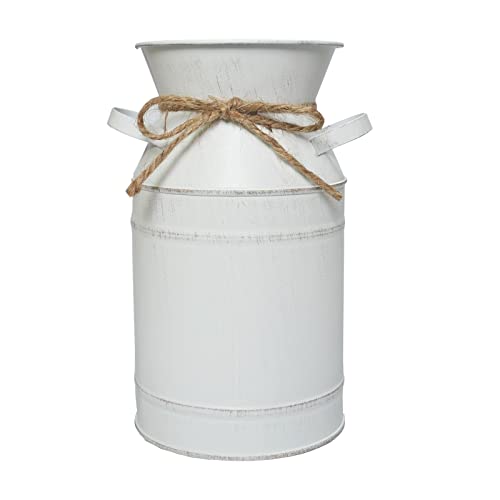Rustic-Shabby-Chic-Vase-White-Small-Vintage-Metal-Milk-Can-Vase-Pitcher-Wedding-Decorative-Flower-Vase-Farmhouse-Home-Decor Rustic Shabby Chic Vase White Small Vintage Metal Milk Can Vase Pitcher Wedding Decorative Flower Vase Farmhouse Home Decor