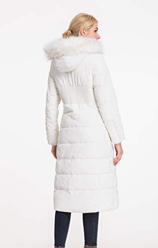 Polydeer Women's Vegan Down Hooded Jacket,Max Long Puffer Winter Warm Coat,Long-Sleeve Full-Zip Water-Resistant Thicken Parka (White, Xxl) #TOP2