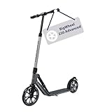 HUDORA Patinete BigWheel 230 Advanced – De Aluminio Resistente, hasta 120 kg – Patinete Urbano silencioso y Plegable con Soporte y Timbre – Kick Scooter para niños, Adolescentes y Adultos – Antracita