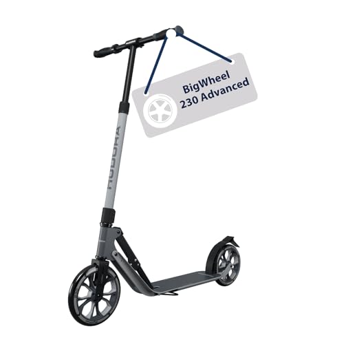 HUDORA BigWheel 230 Advanced Scooter - Stabiler Aluminium-Roller bis zu 120kg - Leiser & zusammenklappbarer Cityroller mit Ständer & Klingel - Kick-Scooter für Kinder/Jugendliche & Erwachsene - shadow