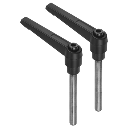Image of uxcell 2pcs Clamping Lever Handles, M8 x 60mm 304 Stainless Steel Threaded Male Stud, Adjustable Handles Locking Quick Release Ratchet Push Button Bolt Knobs, Black