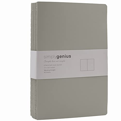 Simply-Genius-6pk-Travel-Journal-A5-Dotted-Bullet-Journals-Dot-Grid-Notebook-for-Women-and-Men-5x5-x-825-Inches-92pg