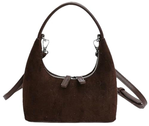 Crescent Crossbody Bag Women’s Suede & PU Leather Adjustable Shoulder Bag 2025 Retro Chic Handbag for All Seasons