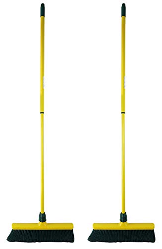 Novaliv - Juego de escoba para garra, 30 cm, de plástico con mango telescópico, cerdas curvadas, escoba de jardín, escoba para calle, escoba recogedora, plástico, amarillo, 40 cm Besen mit Stiel Cover