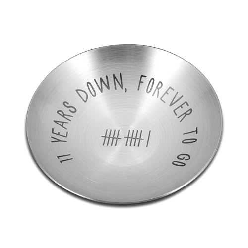 11 Year Steel for Her Him - Wedding Day Gifts for Women - Bridal Gift for Wife Girlfriends - Valentines Christmas Birthday Jewelry Ring Holder