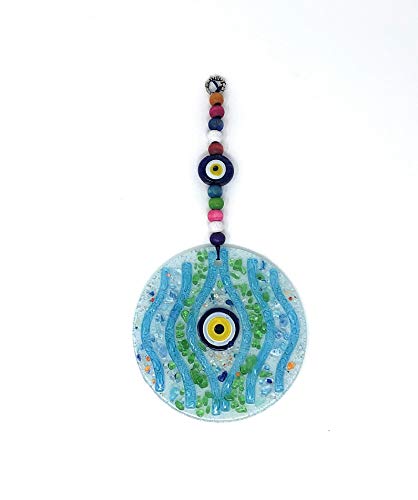 Woodymood Wall Hanging Evil Eyes, Wall Hanging Glass Decor, Glass Art, Fusion Art (FBC-37)