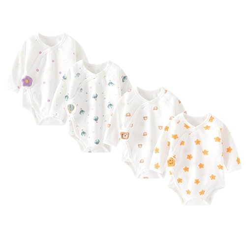 Newborn Cotton Baby Girls Boys Bodysuit Long Sleeve Printed Romper Spring Autumn 4-pack One-Piece Baby Clothes