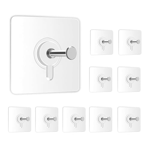 Image of AZARIA 30 Pcs Adhesive Wall Hooks, Heavy Duty Hooks for Wall Hanging, Strong and Self-Adhesive Sticker Hooks for Walls, Transparent Waterproof Wall Hanger Hook (30)