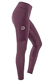 RIDERS CHOICE Leggings de equitación para mujer con ribete completo de silicona, diseño de malla con bolsillo para, morado, 38