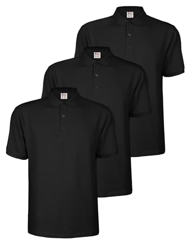 ALPIDEX Herren Polo Shirts 3er Set Poloshirt Männer Tshirt Kurzarm Shirt Einfarbig Casual Polohemd S M L XL XXL 3XL 4XL 5XL, Größe:XL, Farbe:Black