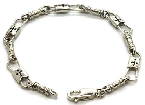 Acts Bracelet Fishers of Men Sterling Silver Regular Link, Budded Cross Design3