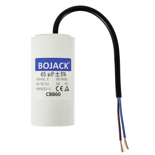 BOJACK CBB60 45uF 450V 50/60HZ Anlaufkondensator, SH Motorbetriebskondensator, AC Motorkondensator, mit Draht
