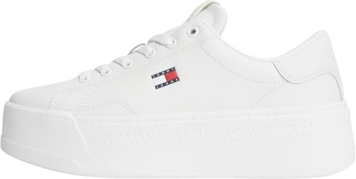 Tommy Jeans Tjw Script Cupsole Flatform EN0EN02961 Low Top para Mujer, Color Blanco (Crudo), 5 UK