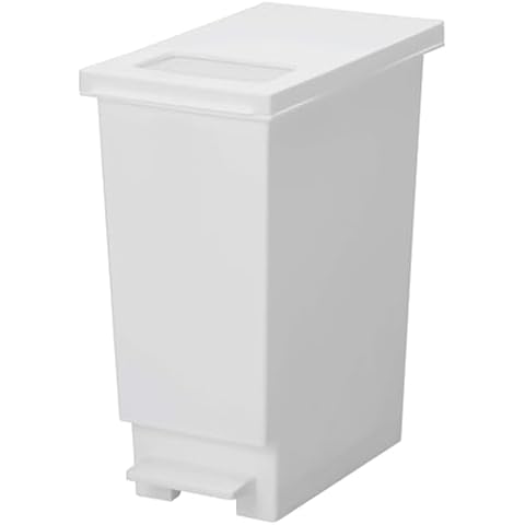Shinki Synthetic Dragonfly Swish Trash Can, 11.8 gal (30 L), Can Be Discarded Trash without Opening The Lid, Push Type, Pedal Type, White Gray, with Lid, Width 9.3 x Depth 16.3 x Height 19.5 inches Cover