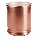 mDesign Steel Stylish Round Trash Can, Wastebasket Storage Container Bin - for Bathroom, Bedroom,...