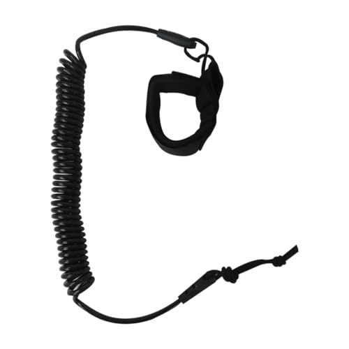 GRABOTE New Upgraded Coiled Leash 10' Surfboard Leash Sup Leg Rope Strap Stand Up 5mm Black