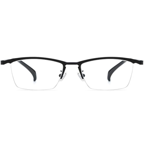 Image of FONEX Pure Titanium Glasses Frame Men Semi Rimless Square Eyeglasses Eyewear DTX416