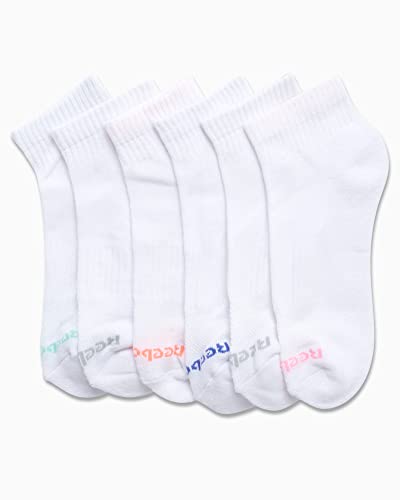 Image of Reebok Womens Quarter Socks 6 Pack Comfort Cushioned Athletic Socks | Moisture-wicking Fabric Keeps Feet Dry, Flexible Knit Hugs the Arch, Plush Footbed Absorbs Shock