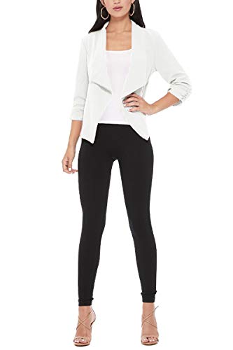 Women's Elegant Draped Blazer Casual Open Front 3/4 Sleeve Jacket4