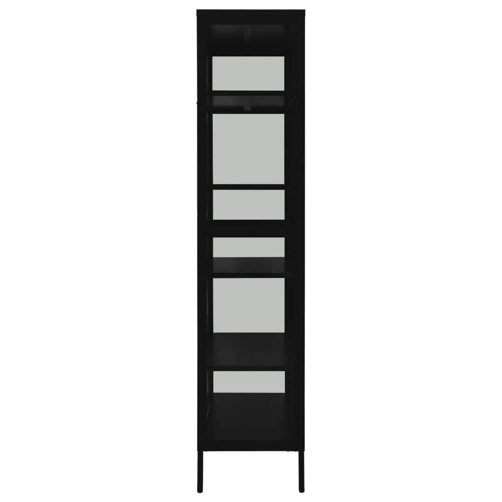 Vitrina negra 90 x 40 x 180 cm de acero y vidrio templado con 4 estantes ajustables para decoración del hogar y almacenamiento
