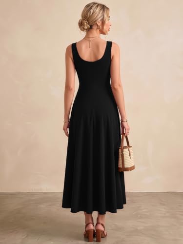 Image of Solid Fit and Flared Round Neck Midi Dress for Women's & Girl's