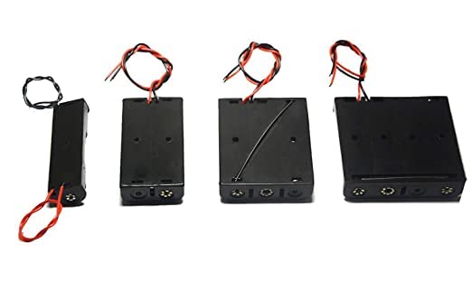 Image of S P AA Battery Case Holder with Lead Wire Bundle, 4 Pcs DIY Battery Storage Boxes, 1 Slots, 2 Slots, 3 Slots, 4 Slots in Parallel Black Plastic Batteries Case with Pin