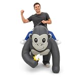 Xasive Adult Inflatable Gorilla Costume, Funny Blow Up Monkey Costume with Banana, Full Body Animal Cosplay Outfit for Halloween Party, Carnival, Zoo Theme, Birthday, Christmas Dress Up
