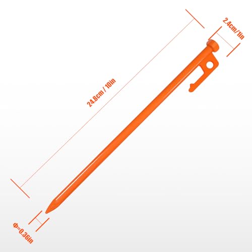 Image of Eurmax USA 8-Pack Secure Protection Galvanized Tent Stakes,Rust-Proof Steel Canopy Anchors for High Winds,Heavy Duty Commercial Ground Pegs for Camping,Pop Up Tent&Gazebo -Includes 4x10ft Ropes,Orange