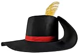 Xuminvty Puss in Boots Hat with Yellow Feather Toddler Puss in Boots Cosplay Hat for Hats (Black, One Size)