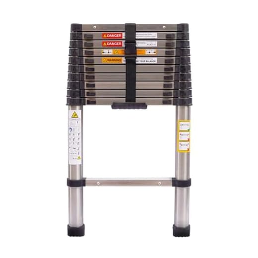 UTTAM Stainless Steel Telescopic Ladder: Extendable, Portable, Sturdy, Multi-Purpose, EN131 & CE Certified for Versatile Home Maintenance (2.6M/8.5FT Straight)