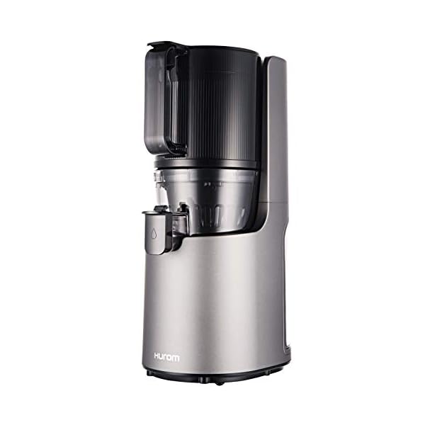 Hurom H-200 Electronic Slow Juicer Machine (Silver) – Self Feeding w Big Mouth Hopper to Fit Whole Fruits & Vegetables – Healthy Living – Easy Rinse Clean No Scrub BPA Free Easy Assembly