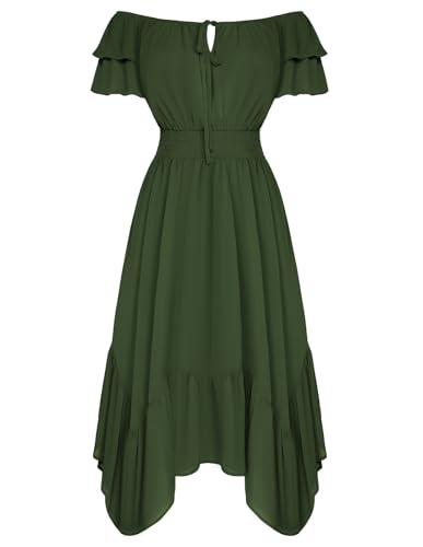 Scarlet Darkness Women's Renaissance Dress Short Sleeve Smocked W...