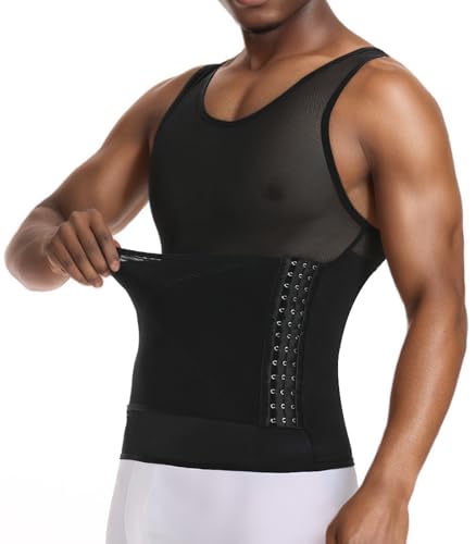 Men Body Shaper Slimming Vest Tight Tank Tops with Waist Cincher Compression Shirt Tummy Control Shapewear Underwear