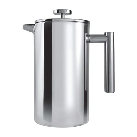 Café Ole 8 Cup Double Walled Straight Sided Cafetiere Coffee Maker, Mirror, 1000 ml/1 Litre