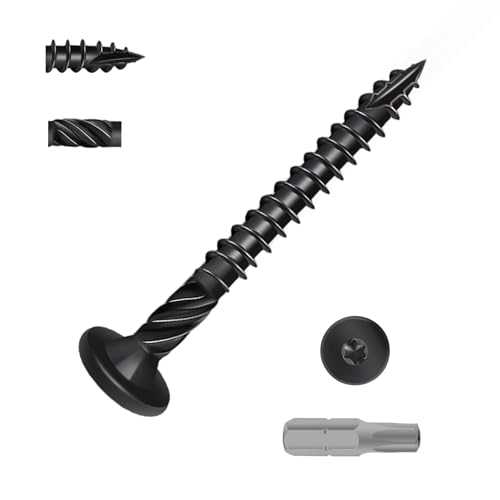 #14 x 2" Tornillos para madera, tornillos para terrazas resistentes para exteriores, tornillos de cubierta con cabeza de estrella, recubrimiento epóxico negro resistente a la oxidación para cercas y maderas, con punta estrella T30, 50 piezas