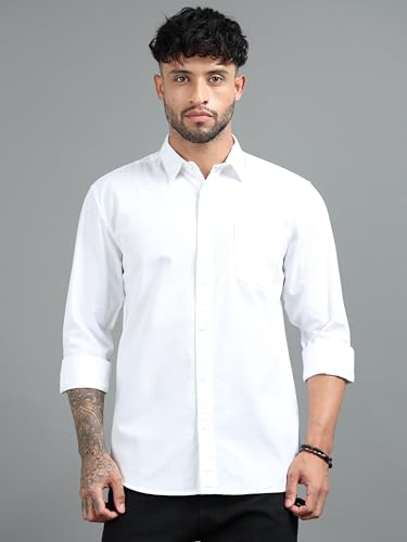 Image of Men Slim Fit Solid Spread Collar Casual Shirt