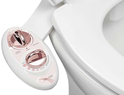 Image of LUXE Bidet Neo 185 (Elite) Non-Electric Bidet Toilet Attachment w / Self-cleaning Dual Nozzle and Easy Water Pressure Adjustment for Sanitary and Feminine Wash (Rose Gold)